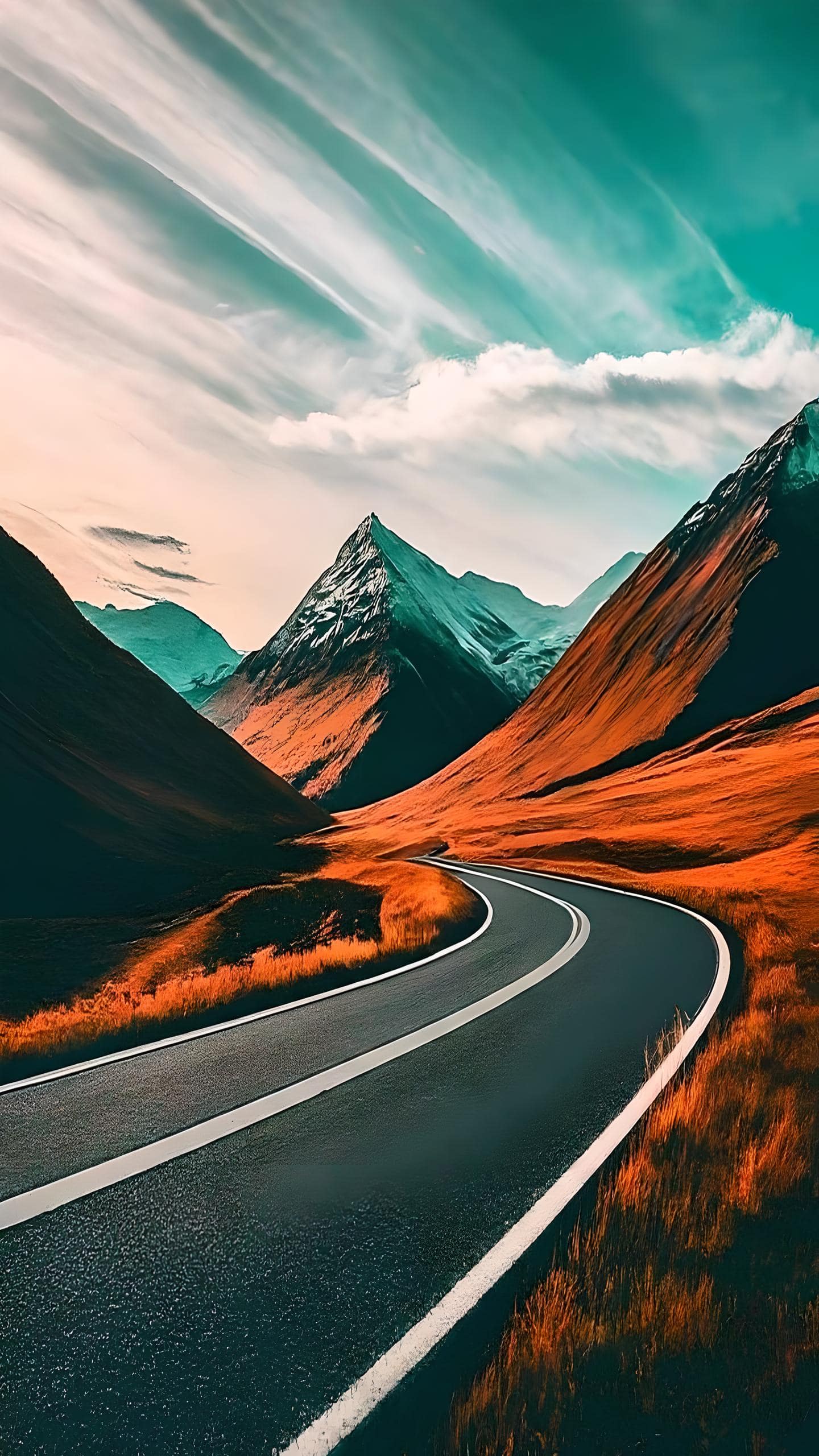 Samsung a55 wallpaper mountain road