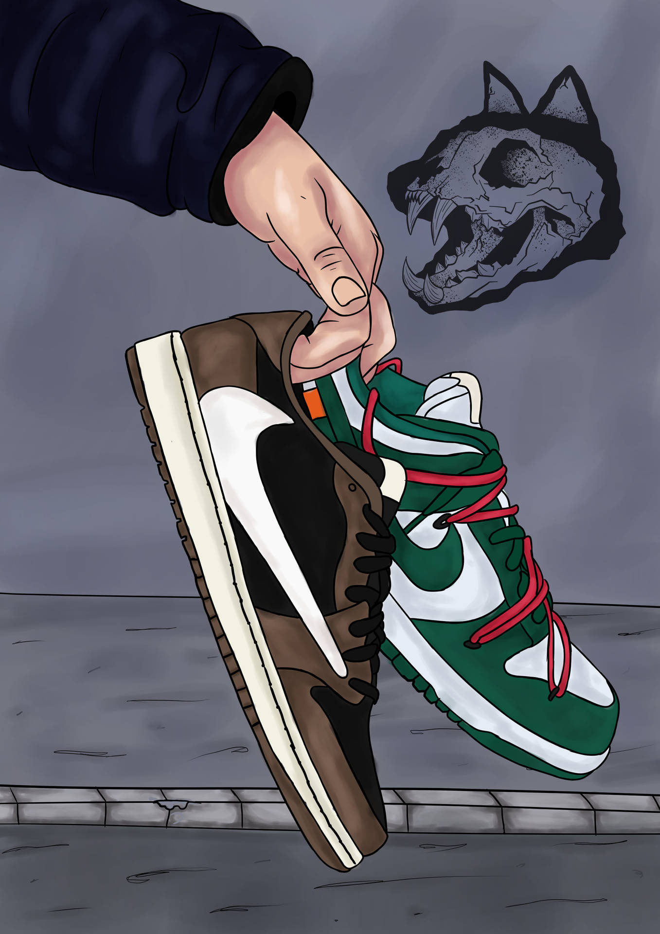 Green Nike Cartoon Shoe Art Wallpaper