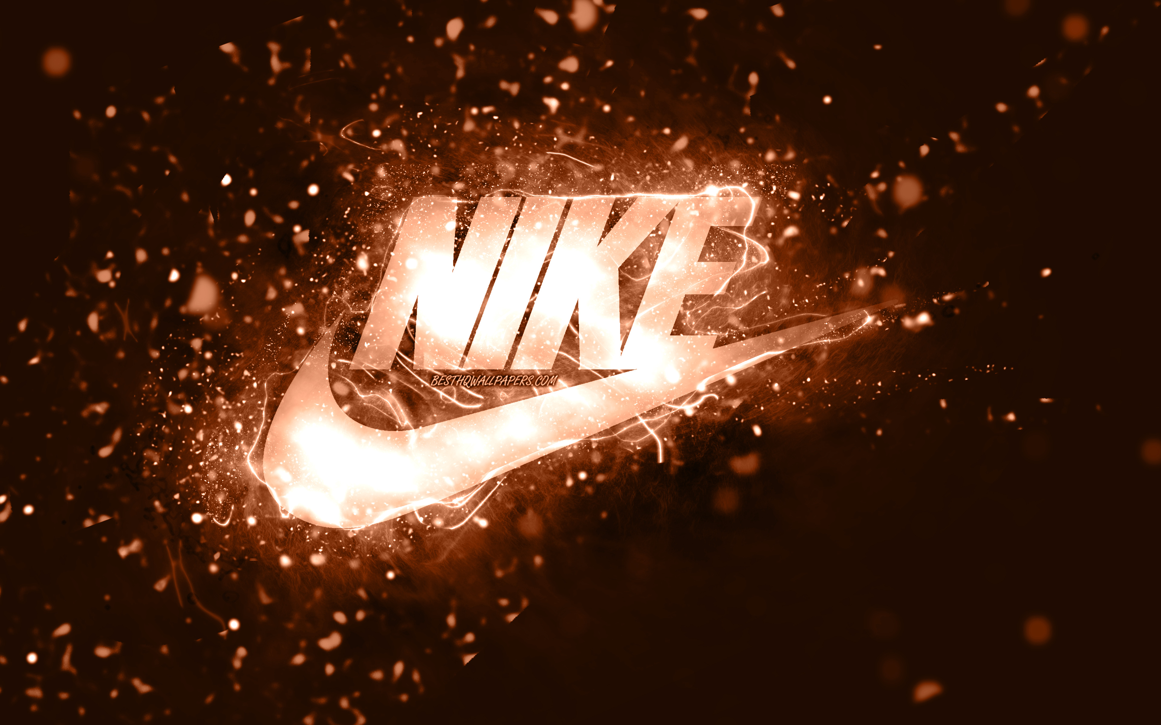 brown abstract background, Nike logo