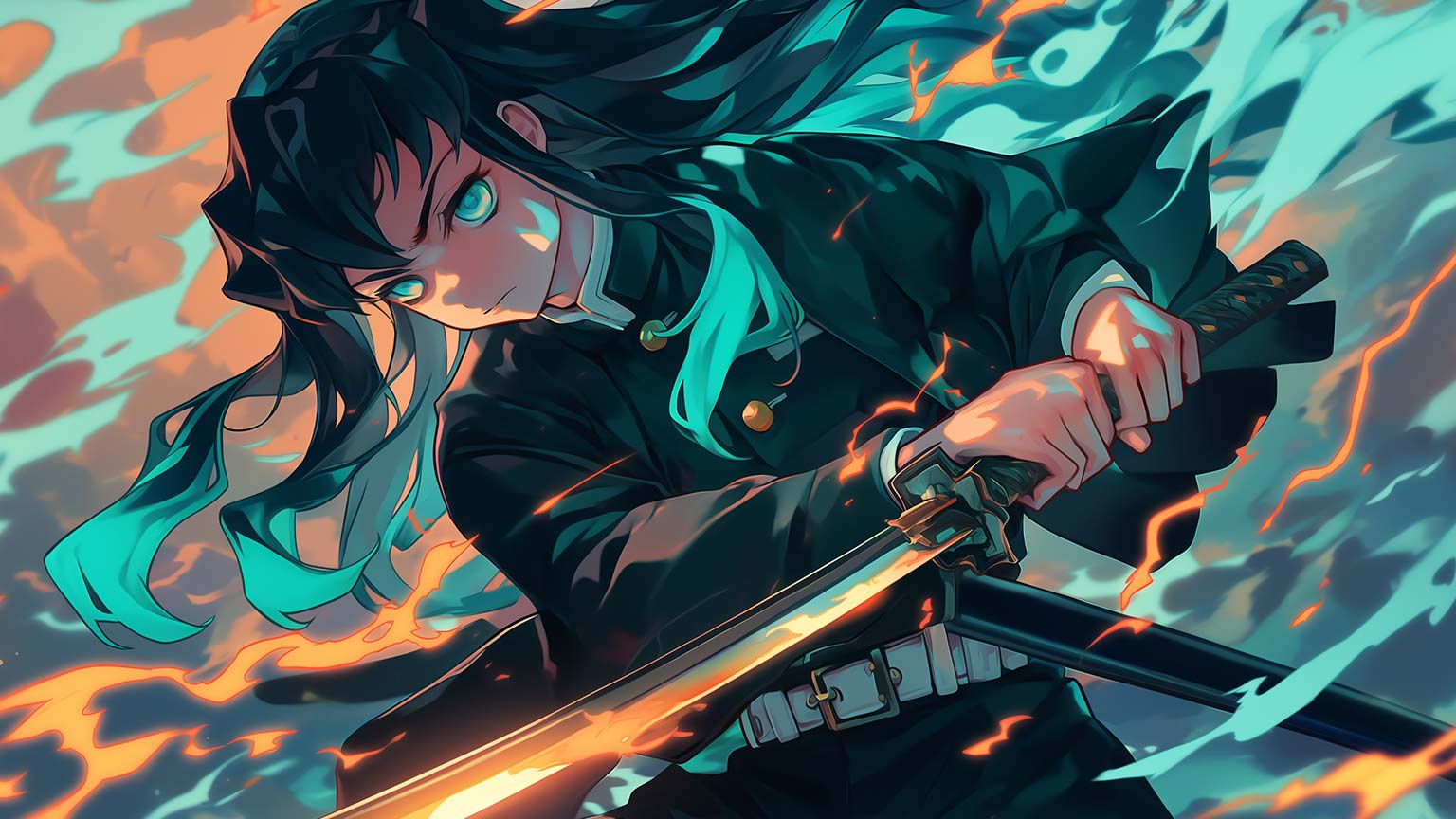 Muichiro Tokito Sword Action Desktop