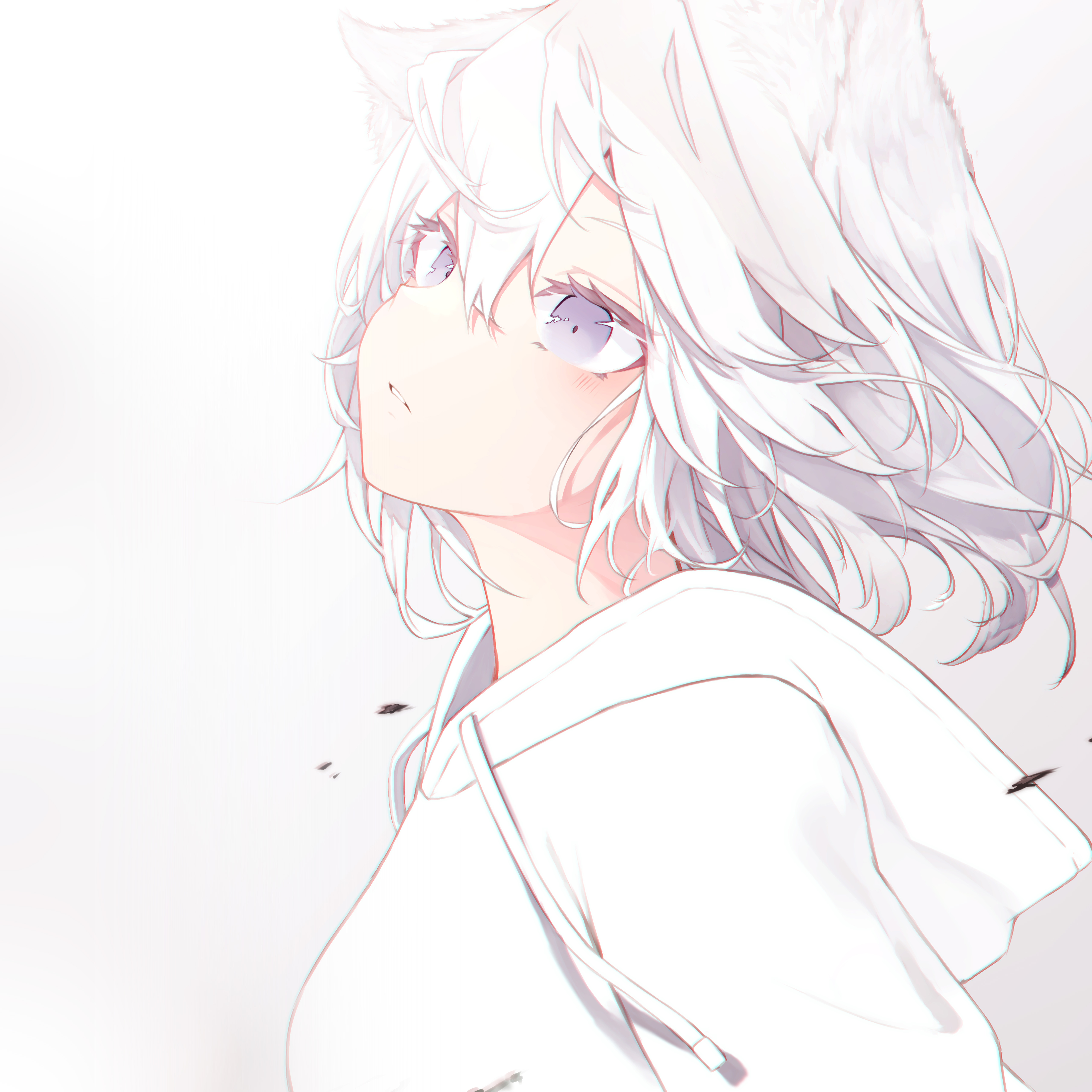 Art Anime Girl White Wallpaper