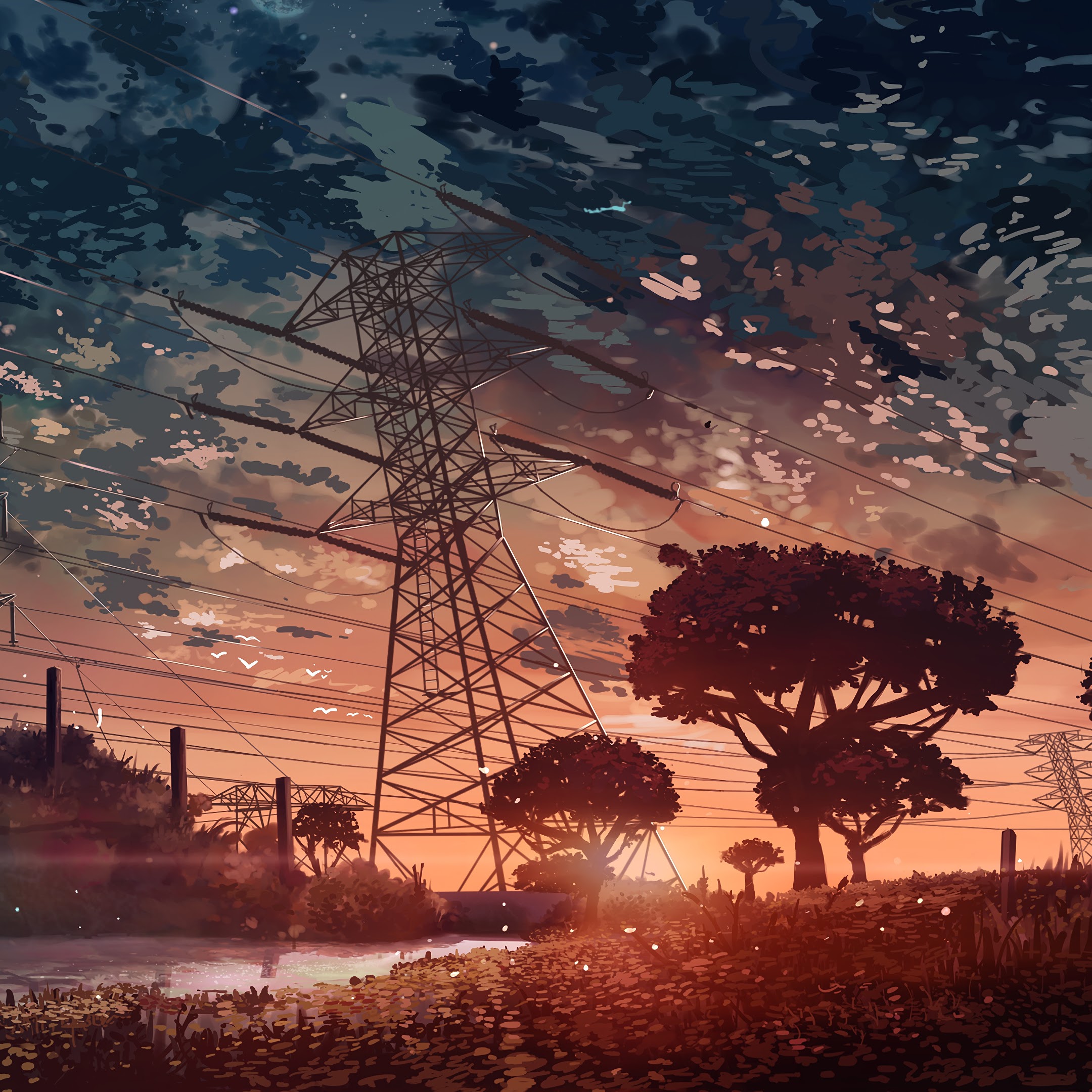 Anime, Scenery, Sunset, 4K