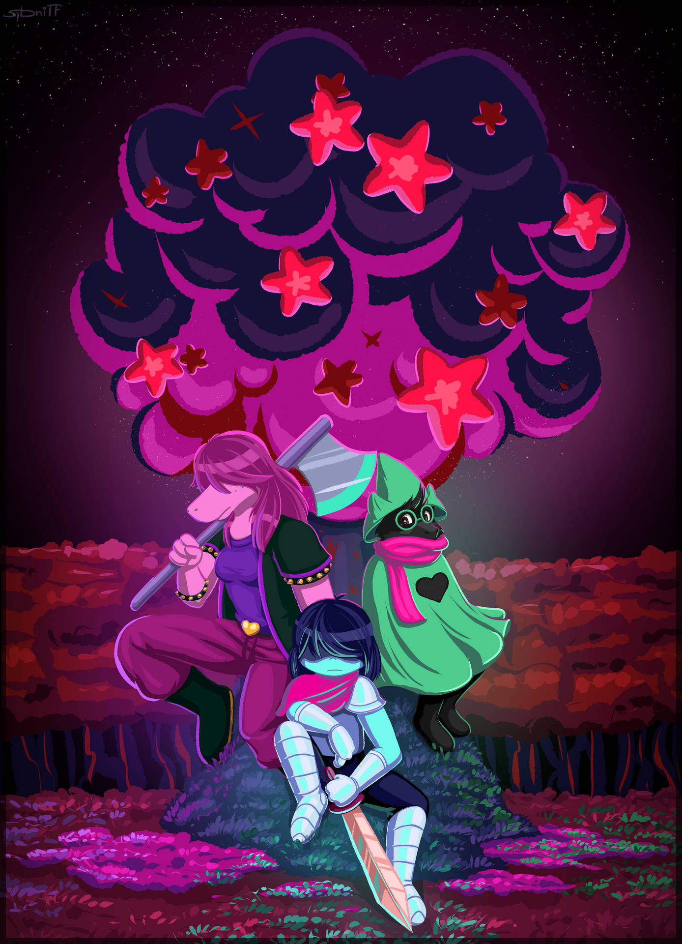 Deltarune in a night sky Wallpaper