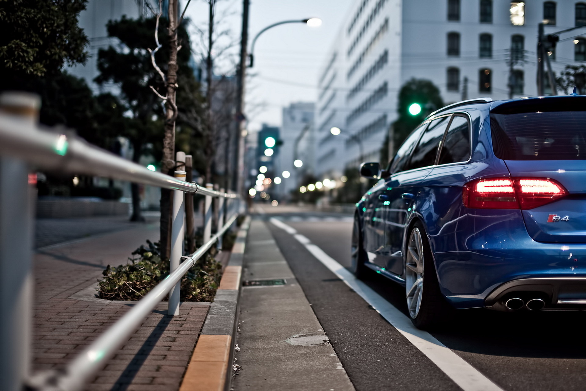 blue, cars, street, city, motion blur