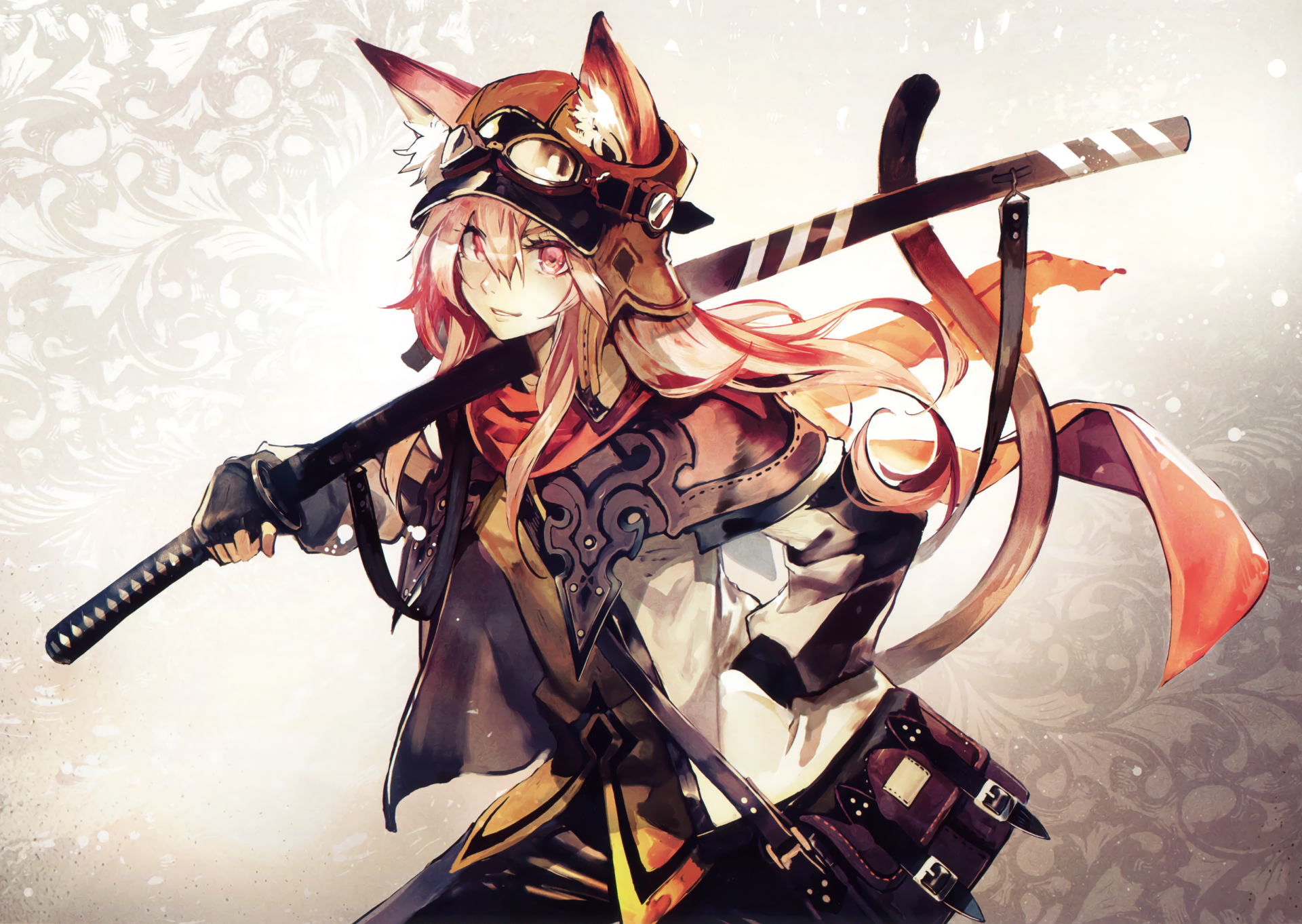 Warrior Anime Girl with Katana HD Wallpaper