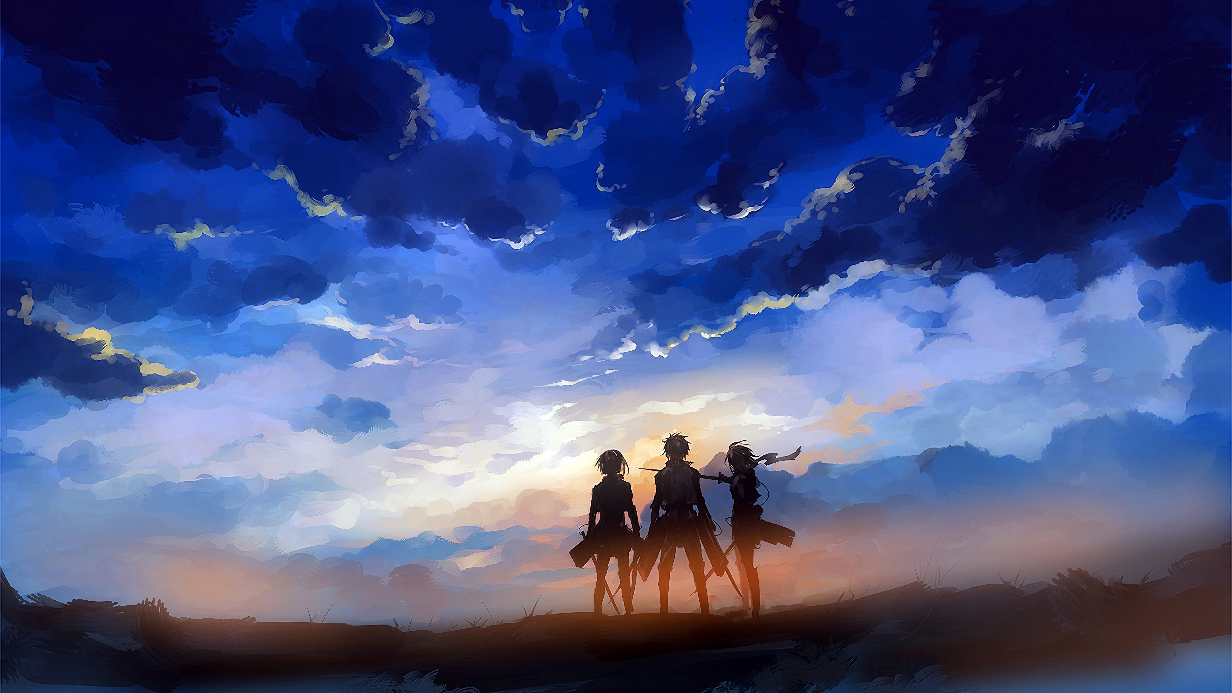 Titan Eren Armin Mikasa 4K Wallpaper