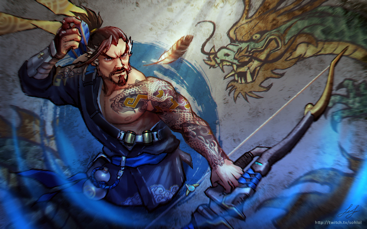 Painted a wallpaper of Hanzo and Genji