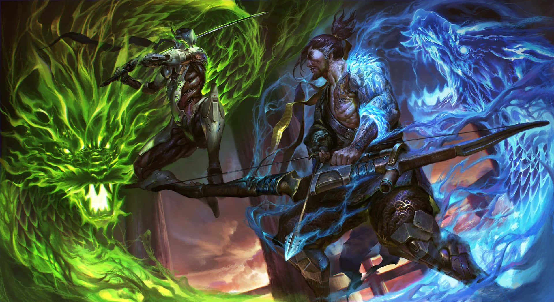 Overwatch Hanzo in action Wallpaper