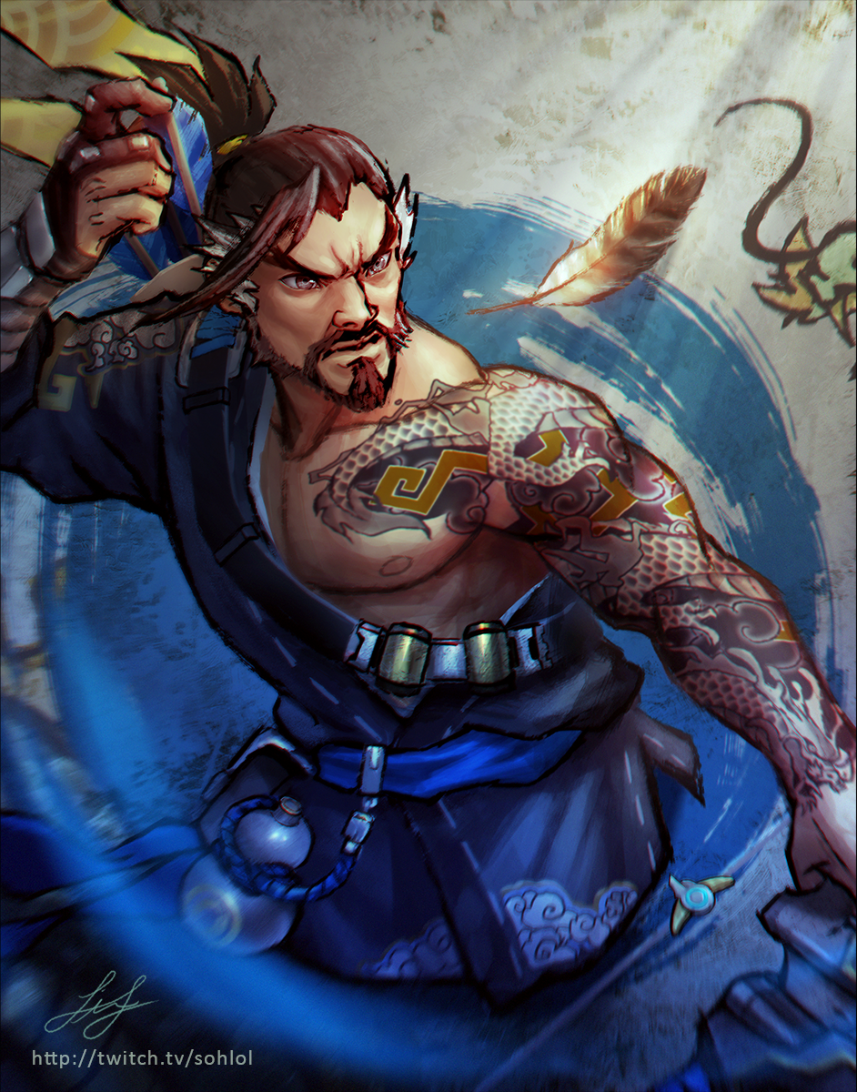 Painted a wallpaper of Hanzo and Genji