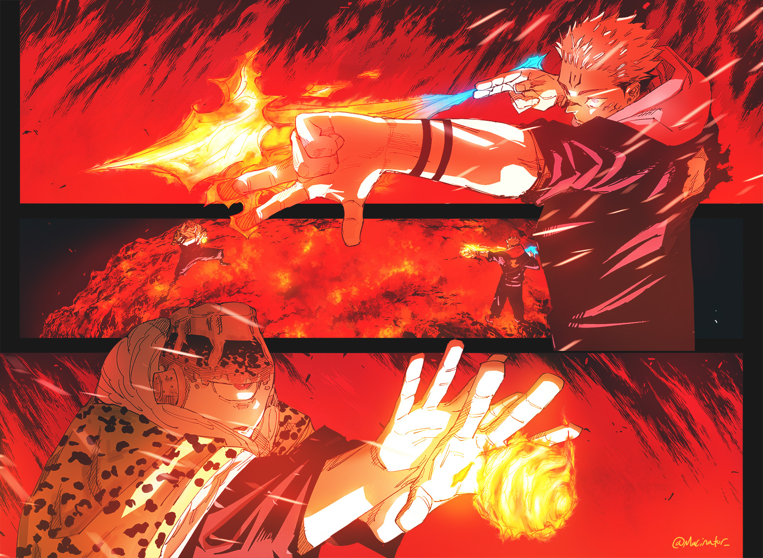 colored Sukuna vs Jogo from chapter 116