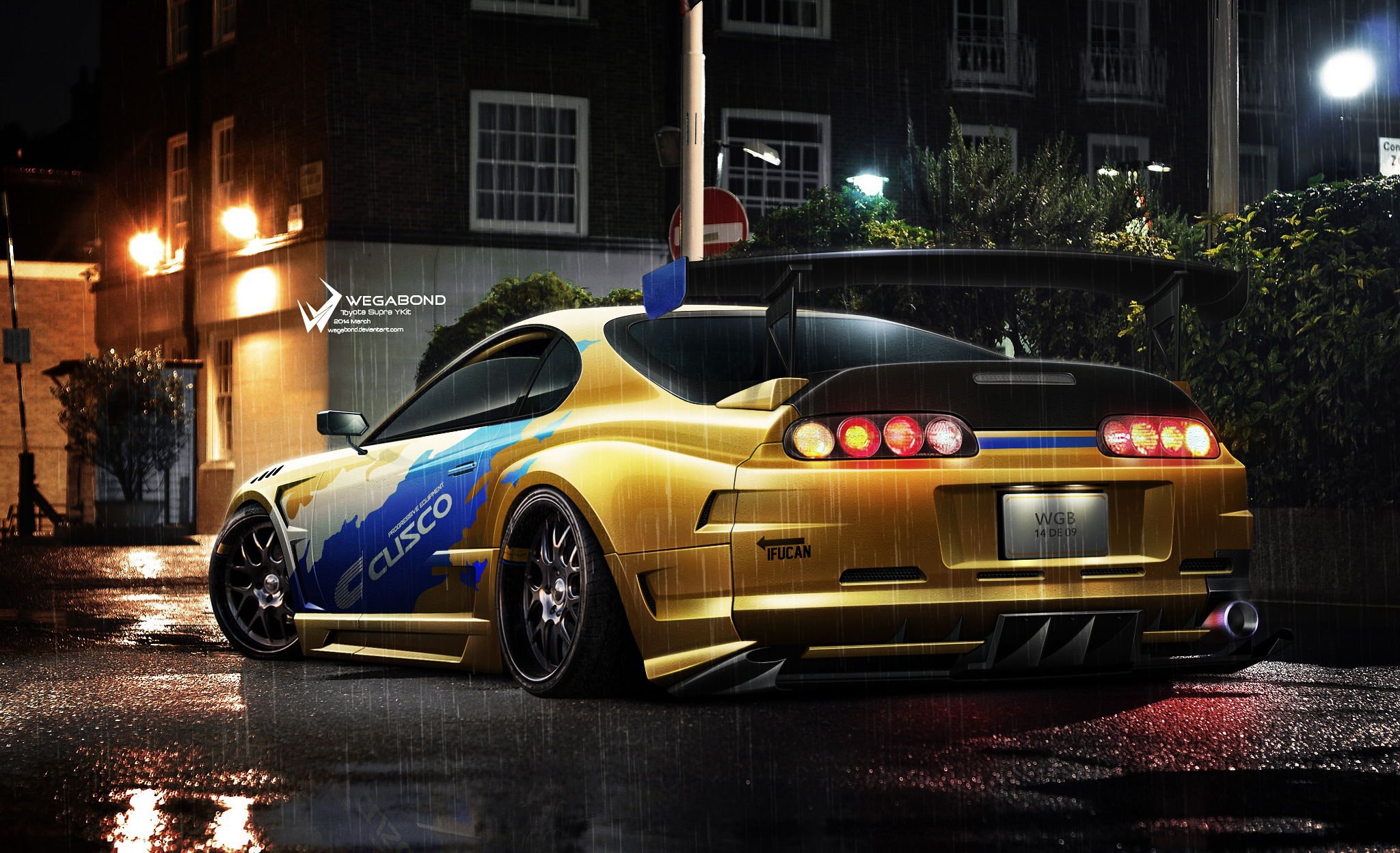 Wallpaper lights, supra, toyota, yellow
