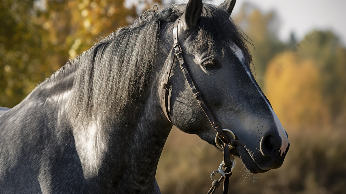 The Grey Horse Stares At The Camera