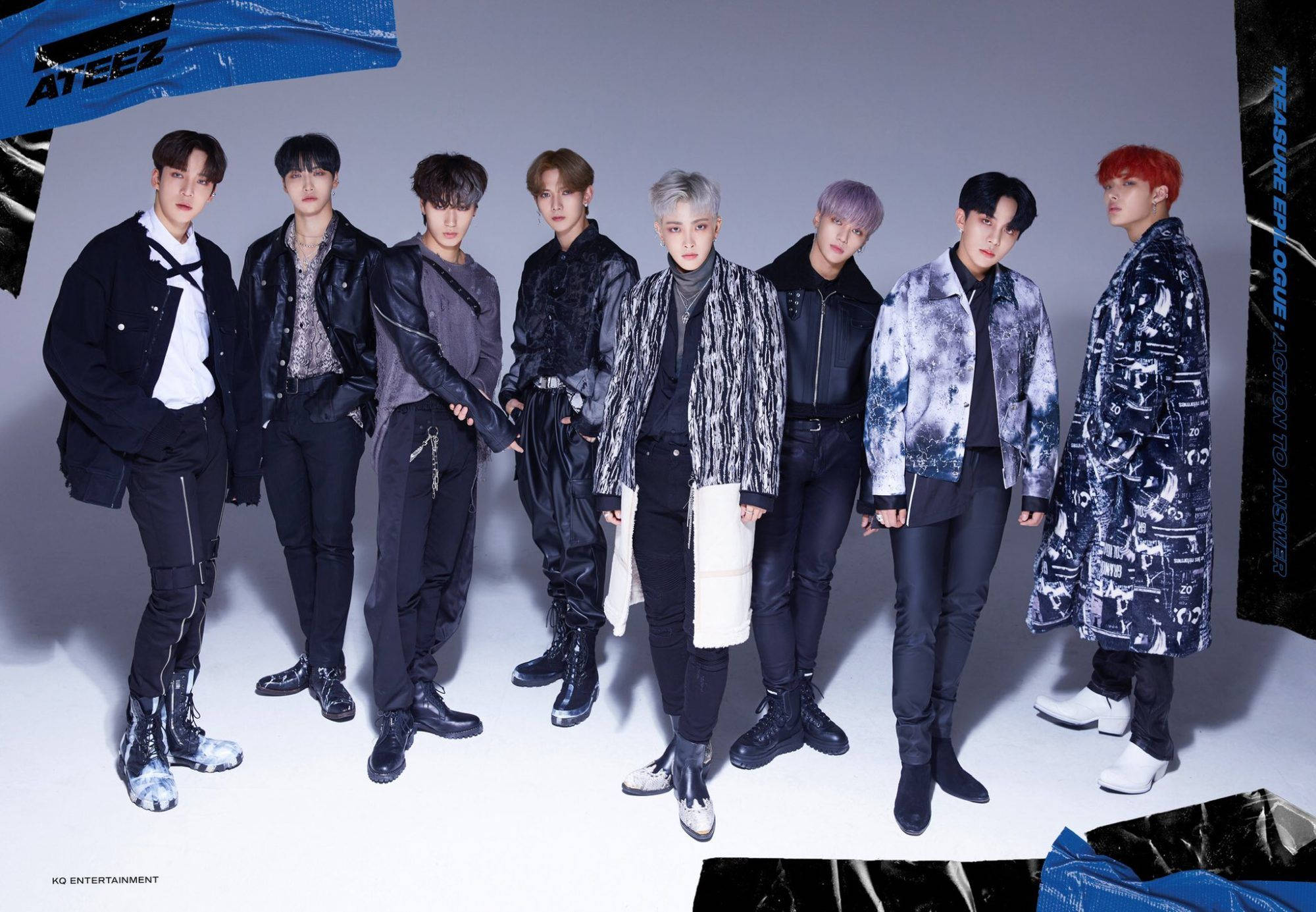 Download ATEEZ Blue And Black Wallpaper