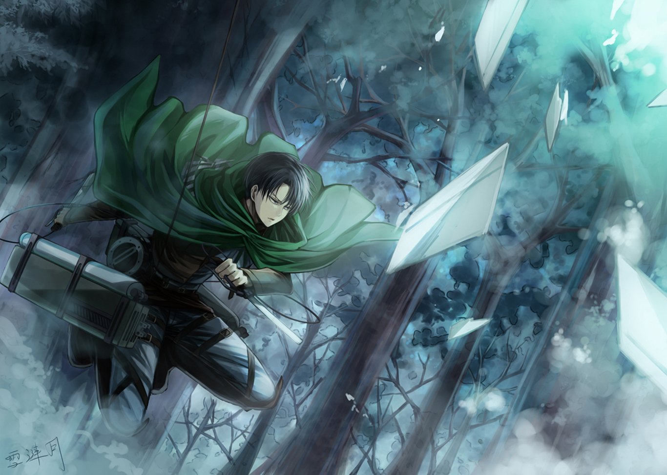 Levi Ackerman in Action Attack on Titan Wallpaper
