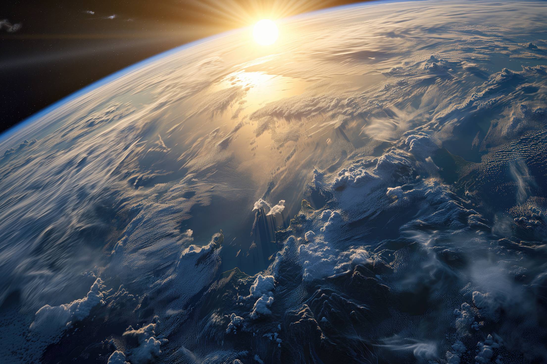 Earth From Space with The Rising Sun