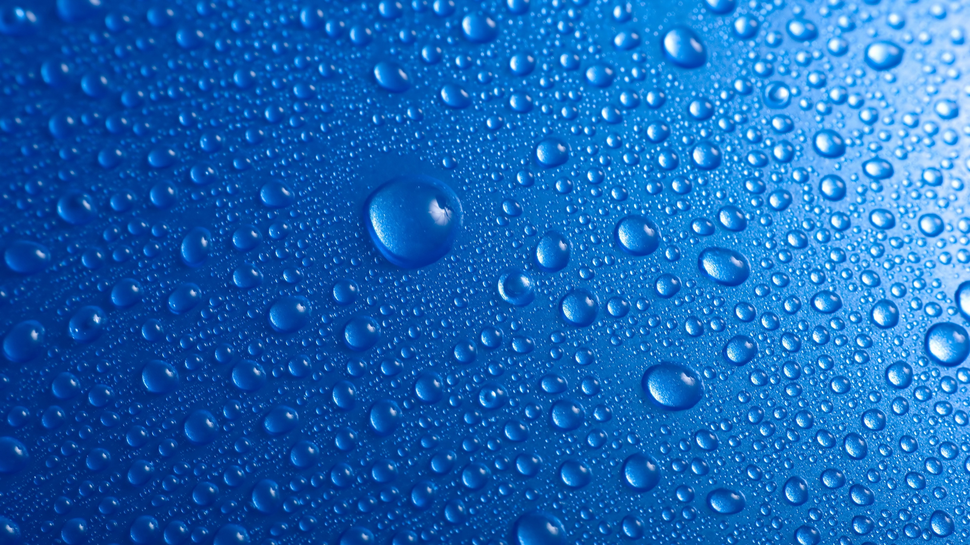 Droplets Wallpaper 4K, Blue background