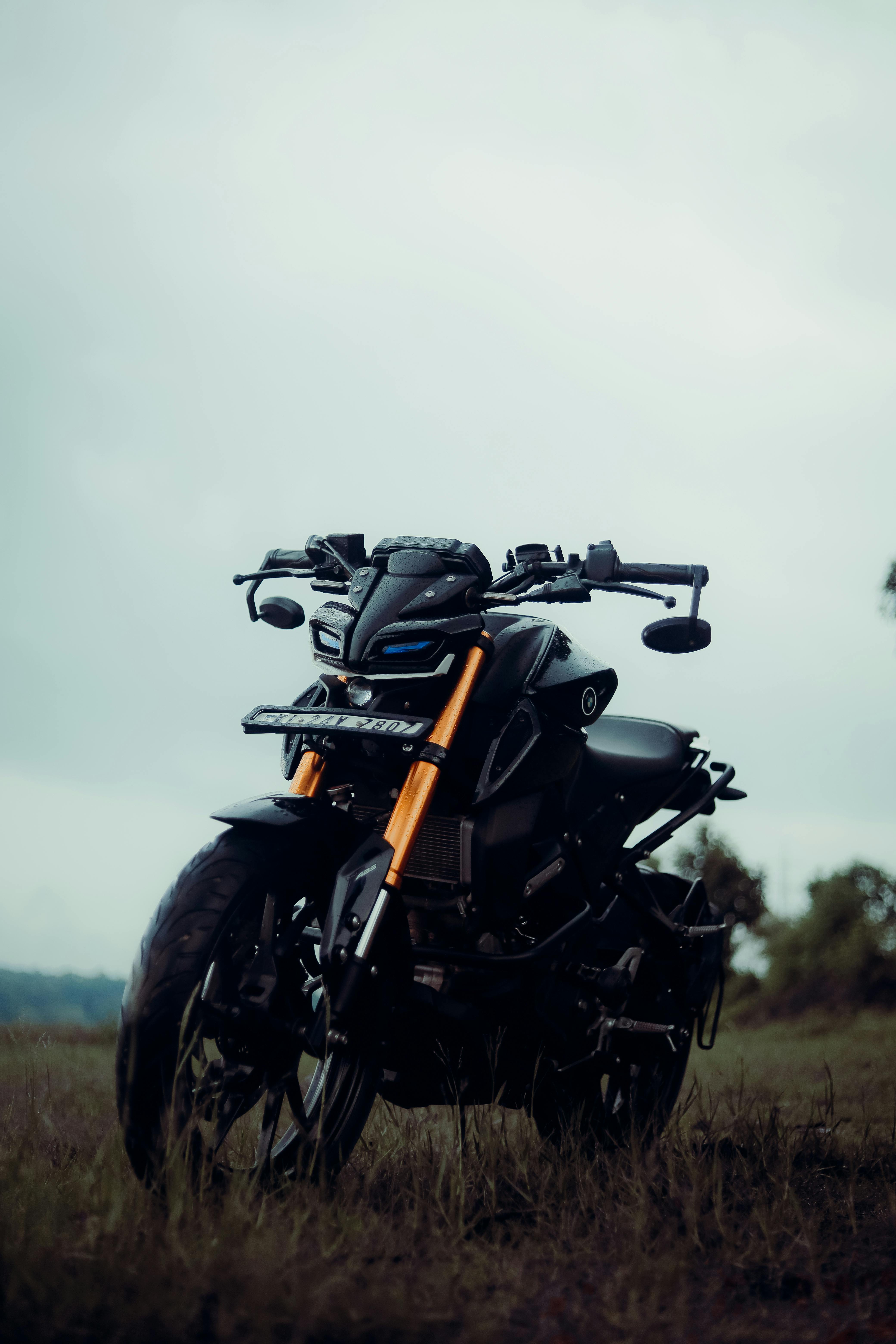 A Black Yamaha MT on the Field · Free