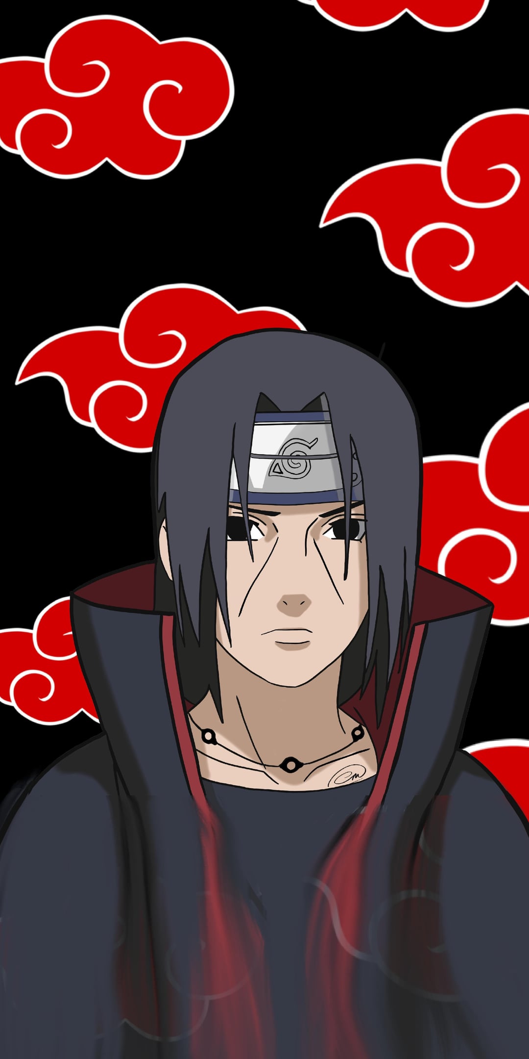 Made an iPhone wallpaper of Itachi per