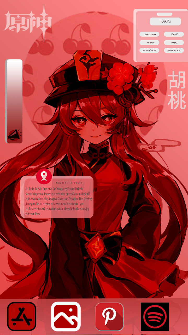 Hu Tao, Wallpaper Design anime