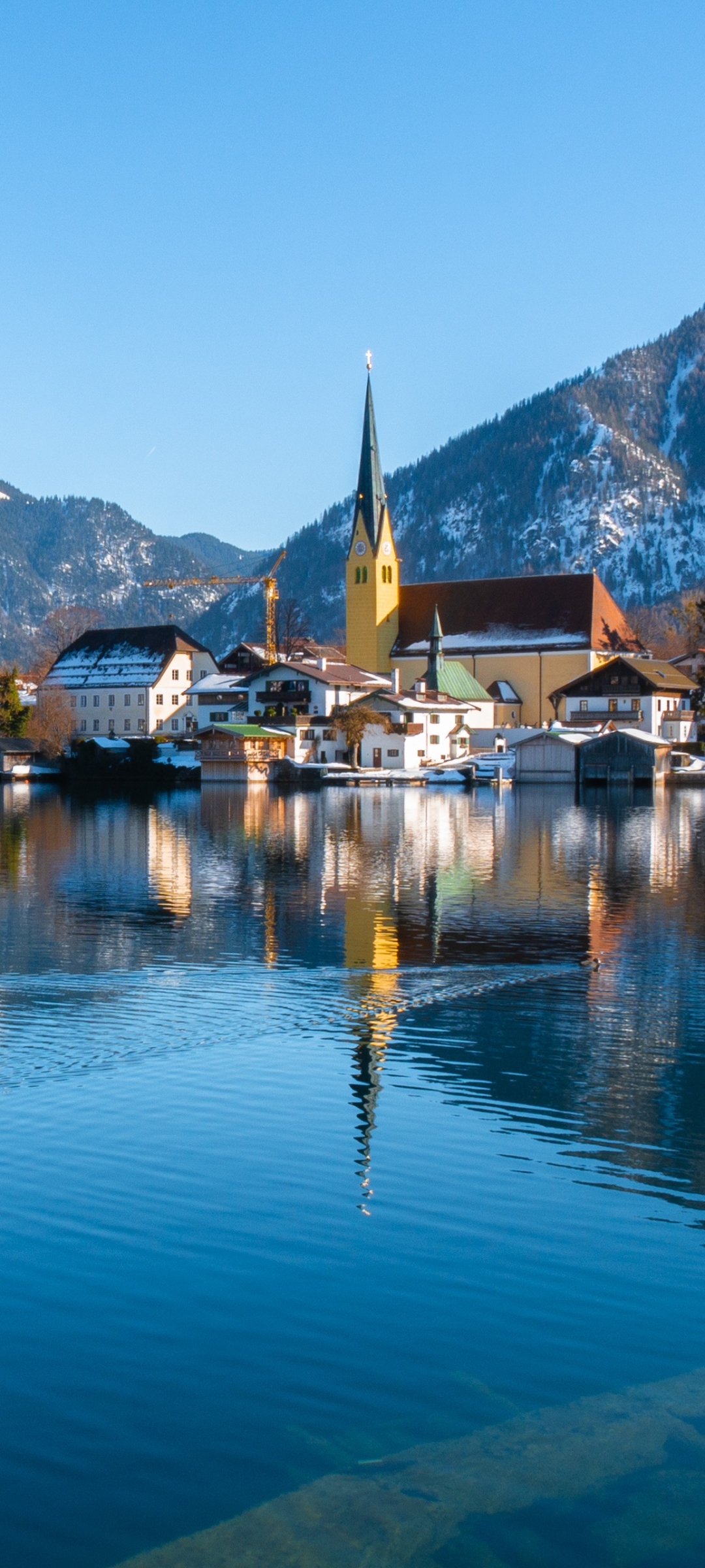 Lake, Village, Germany, Bavaria, Man
