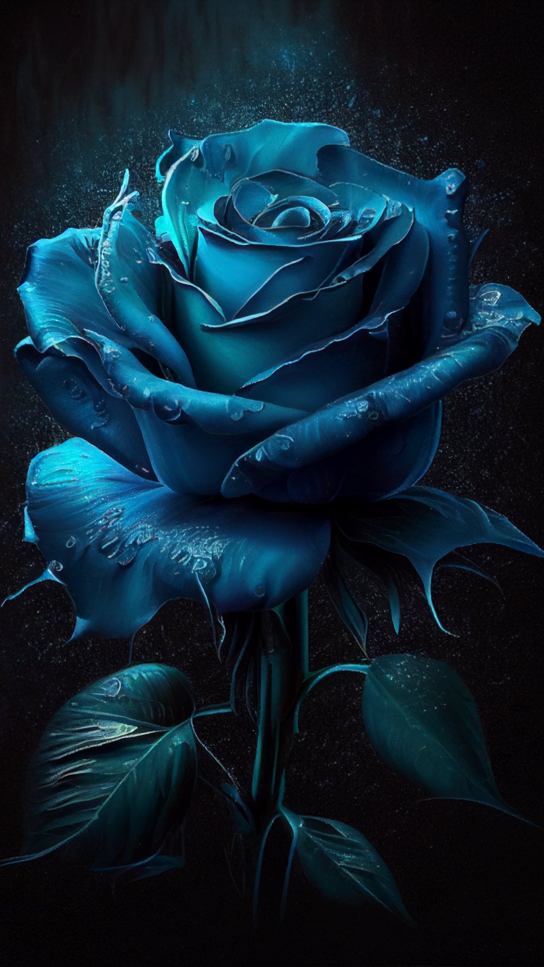 Art Blue Rose in the Rain Portrait
