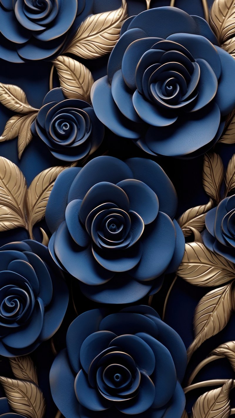 Navy Rose Gold Floral Image. Free