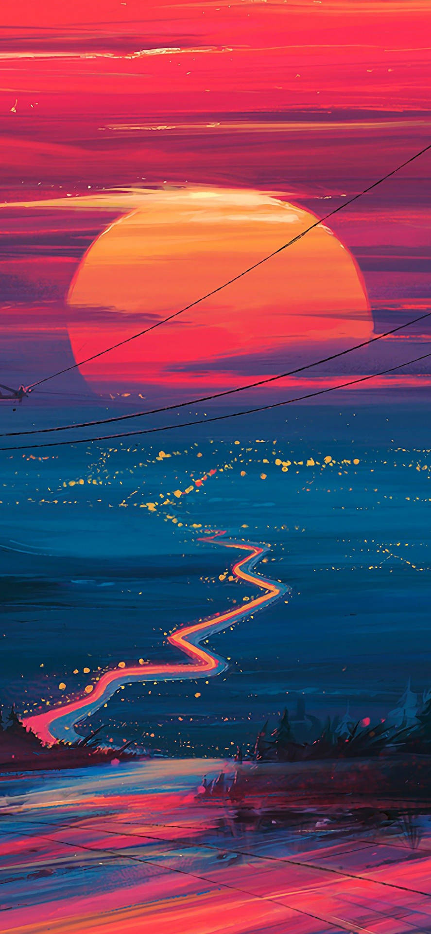 Download IPhone 11 Pro Max Sunset Painting Wallpaper