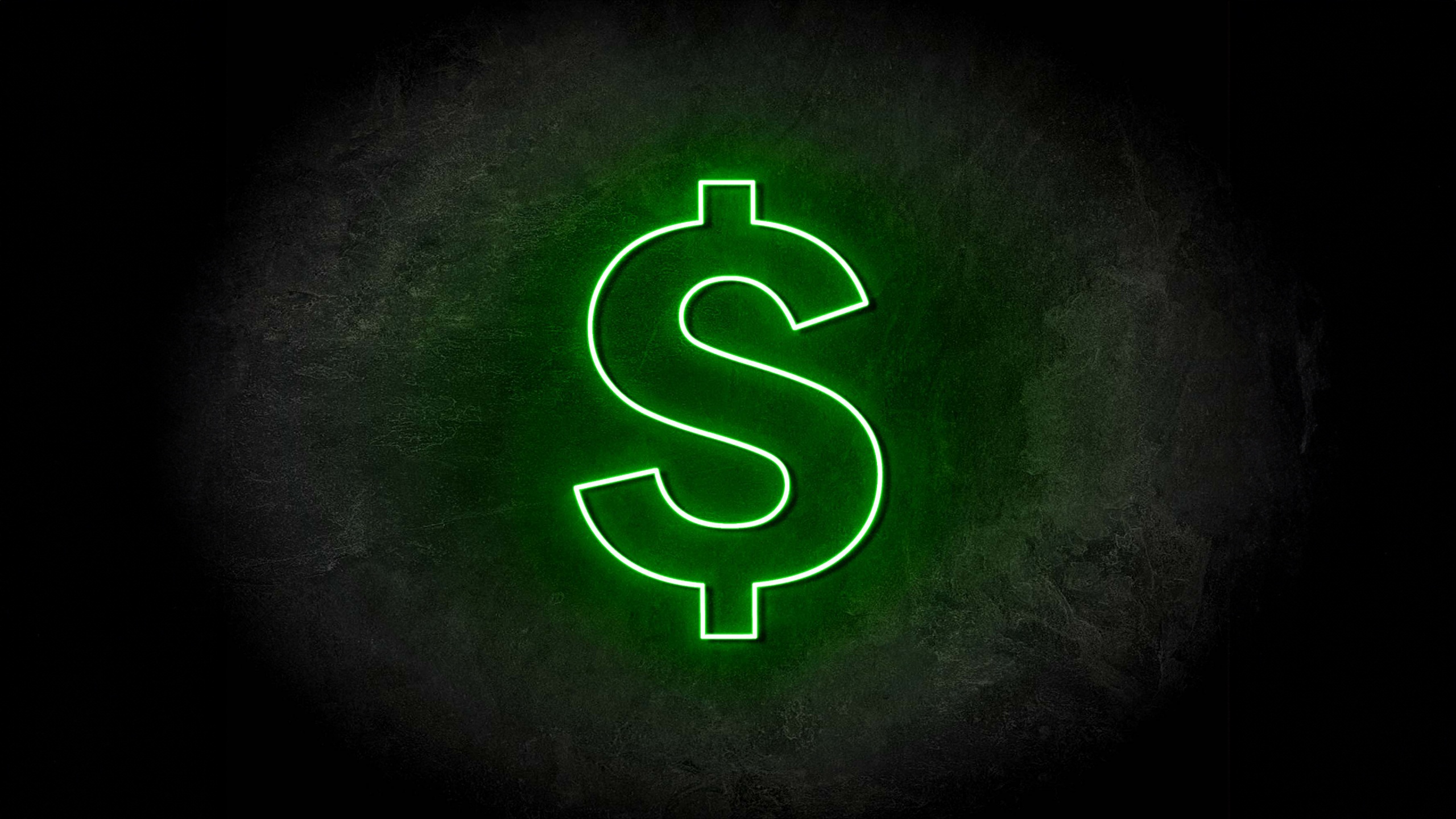 Dollar Wallpaper 4K, Logo, Neon sign