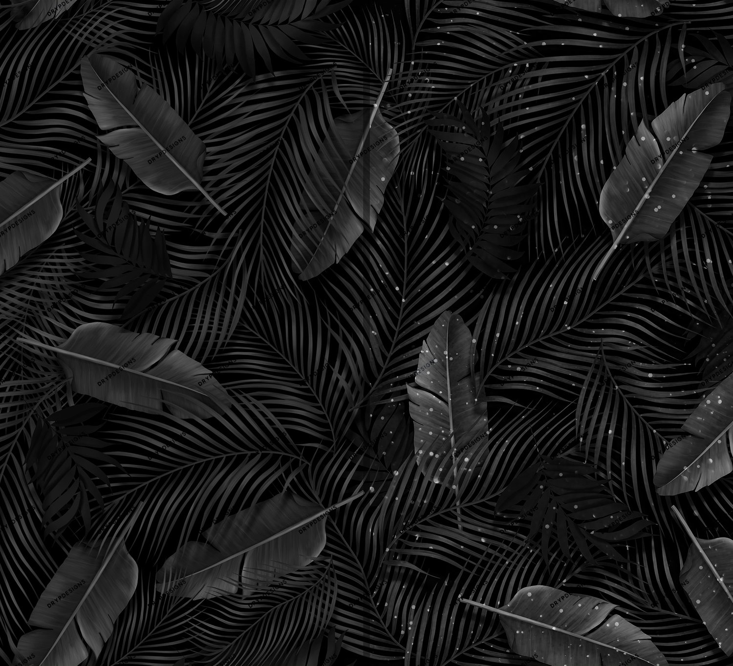 Black Tropical Plants Seamless