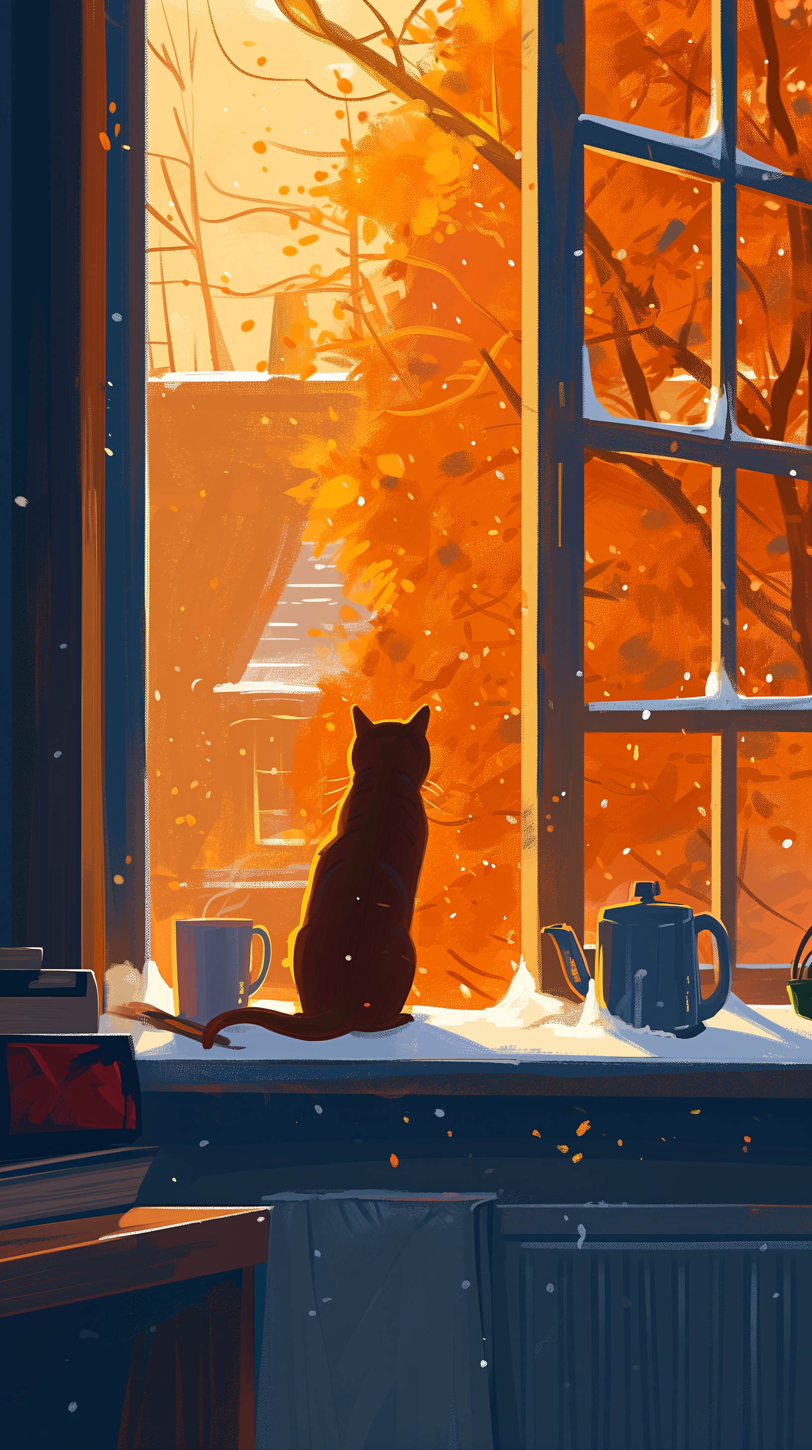 Cozy Autumn Cat Wallpaper