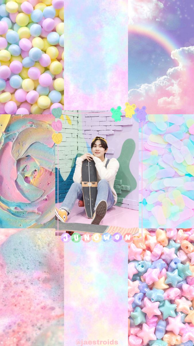 Enhypen Jungwon Collage Pastel Rainbow