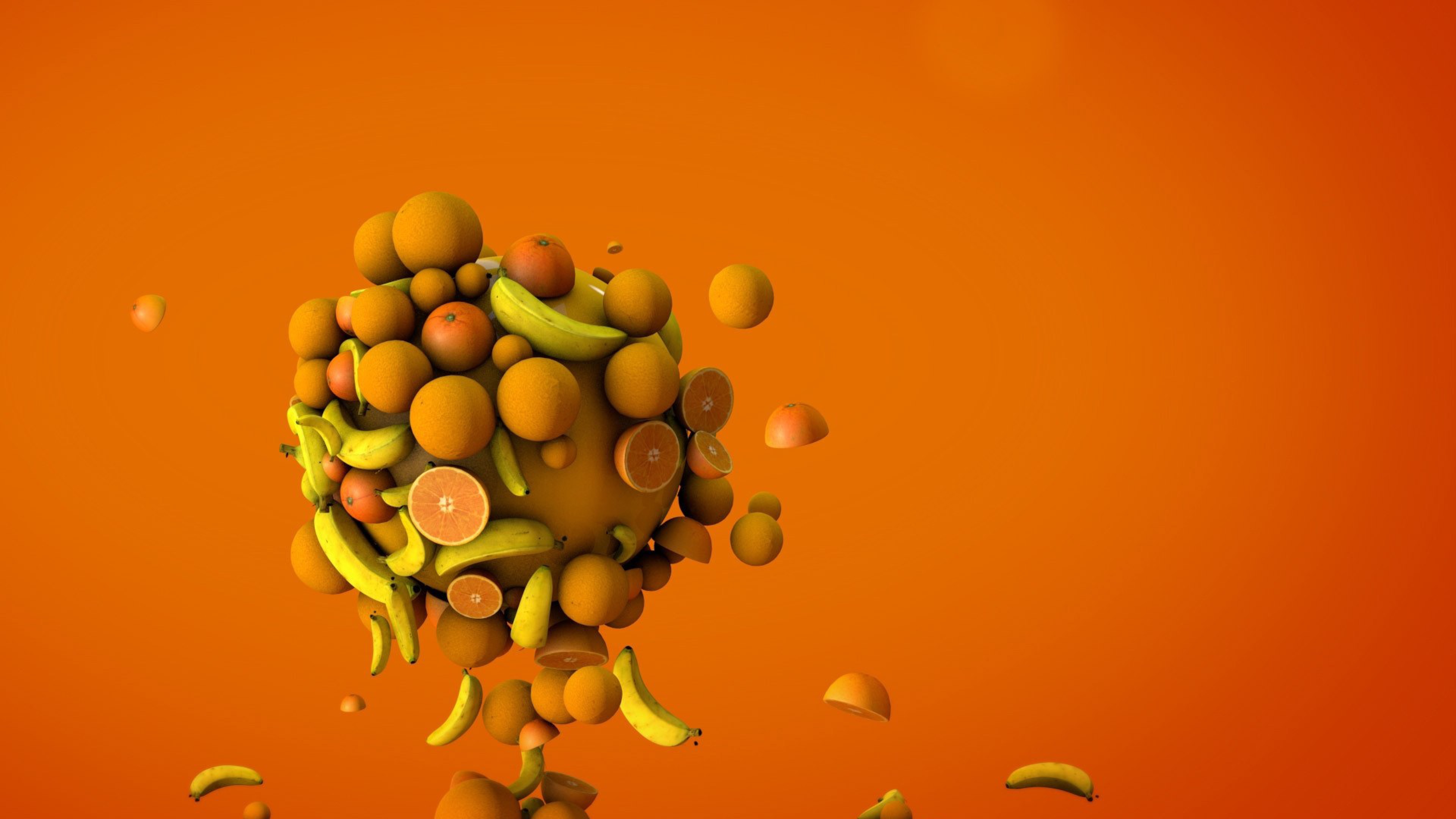 Orange Bananas 3D Wallpaper, HD 3D