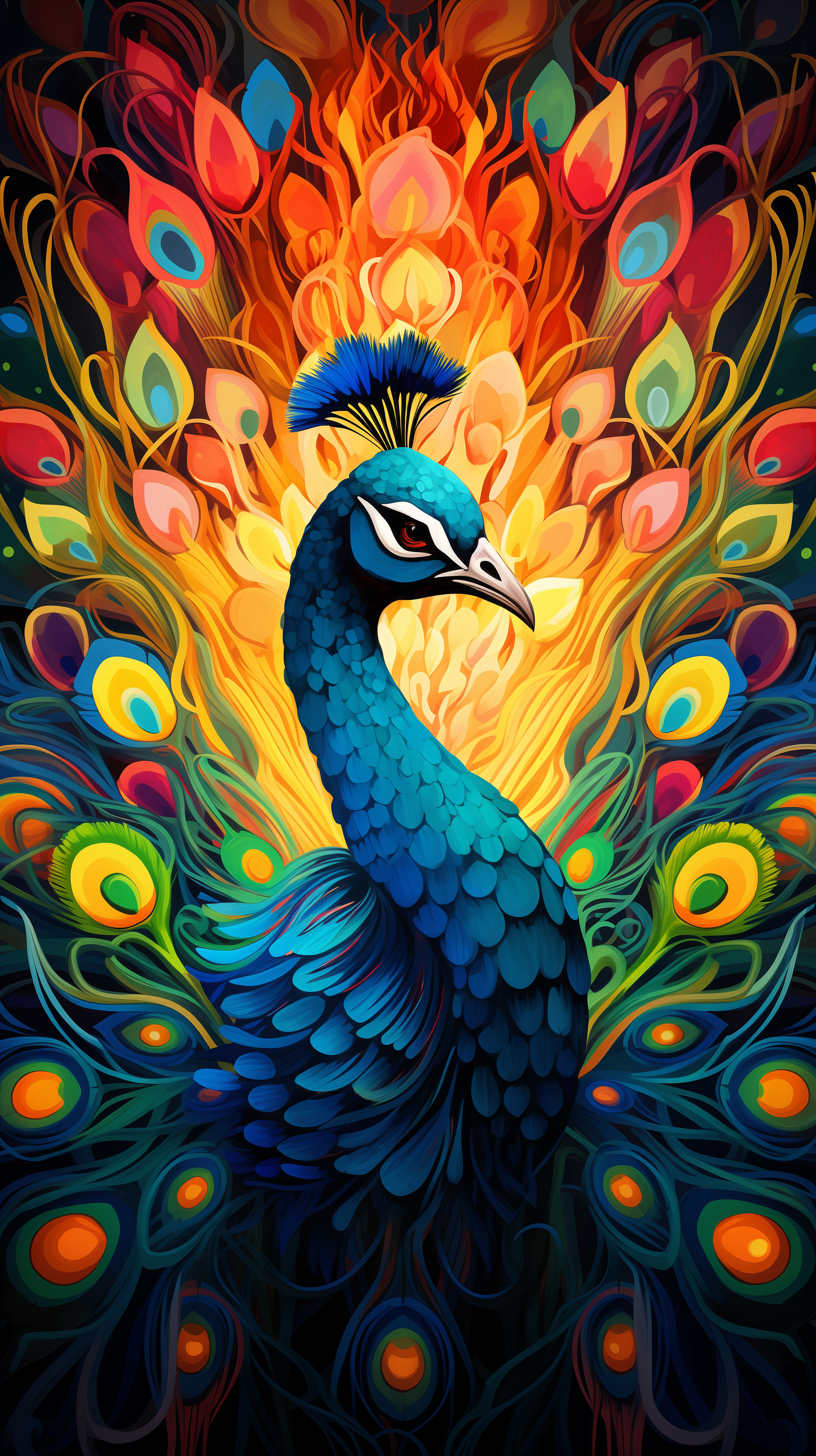Vibrant Peacock Art Wallpaper