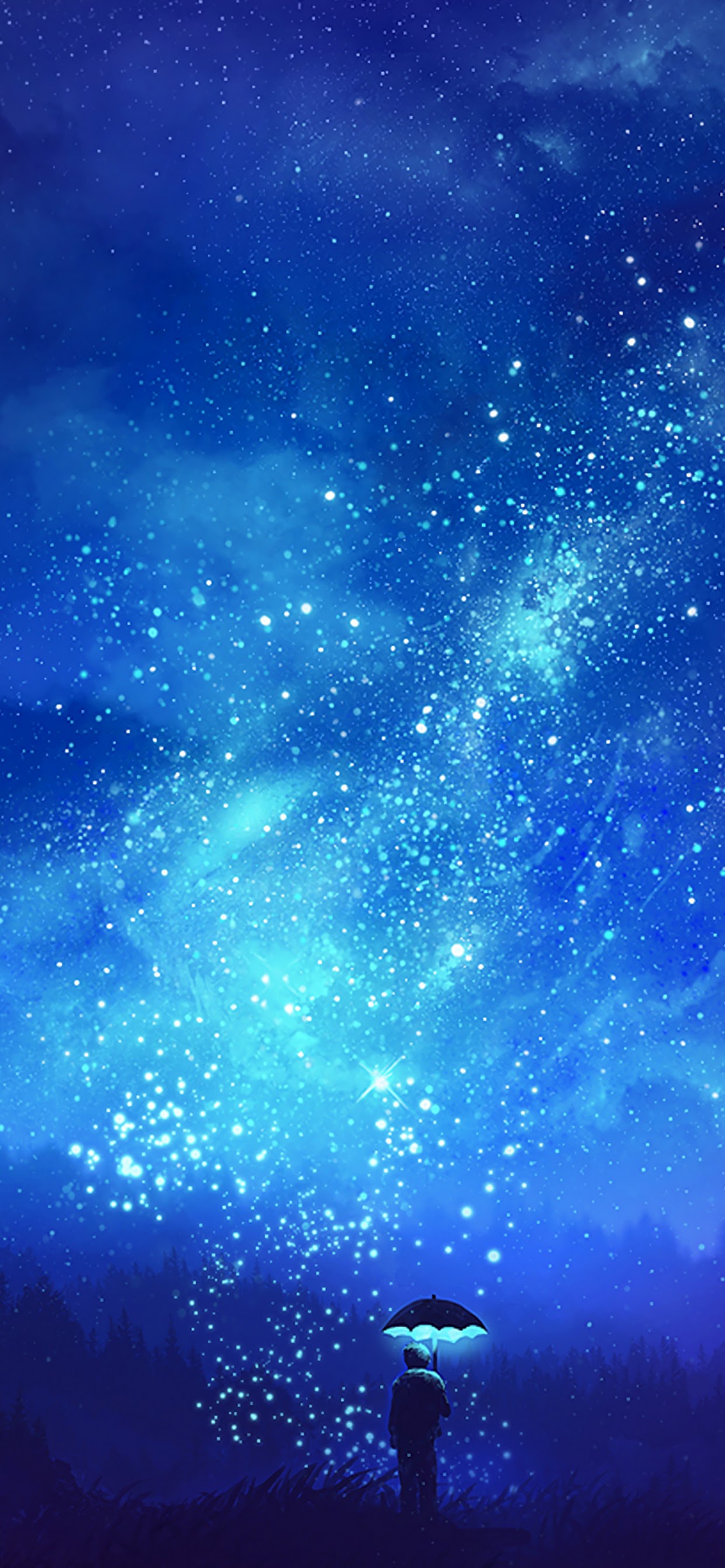 Night Sky Stars Scenery Anime 4K