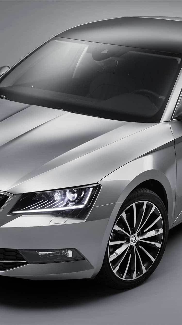 Skoda Superb silver car 750x1334