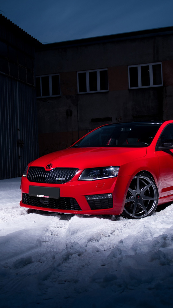 wallpaper Red, Skoda, Octavia, section