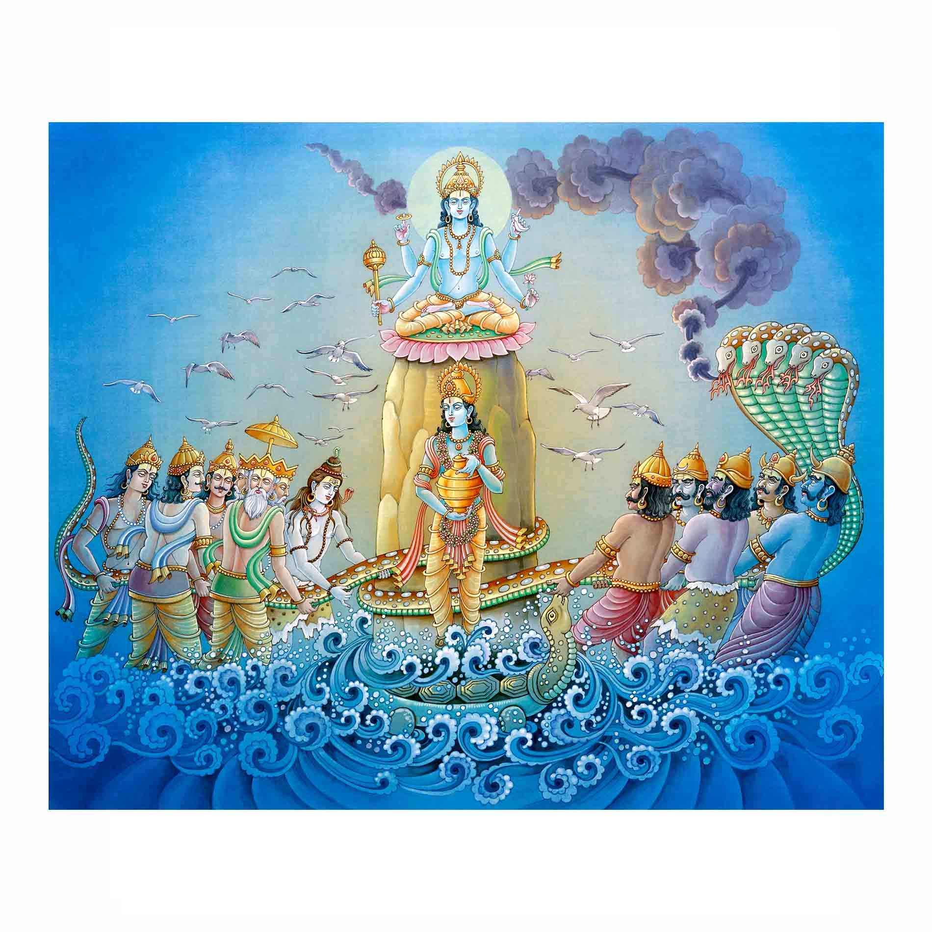Matt Paper Samudra Manthan Painting