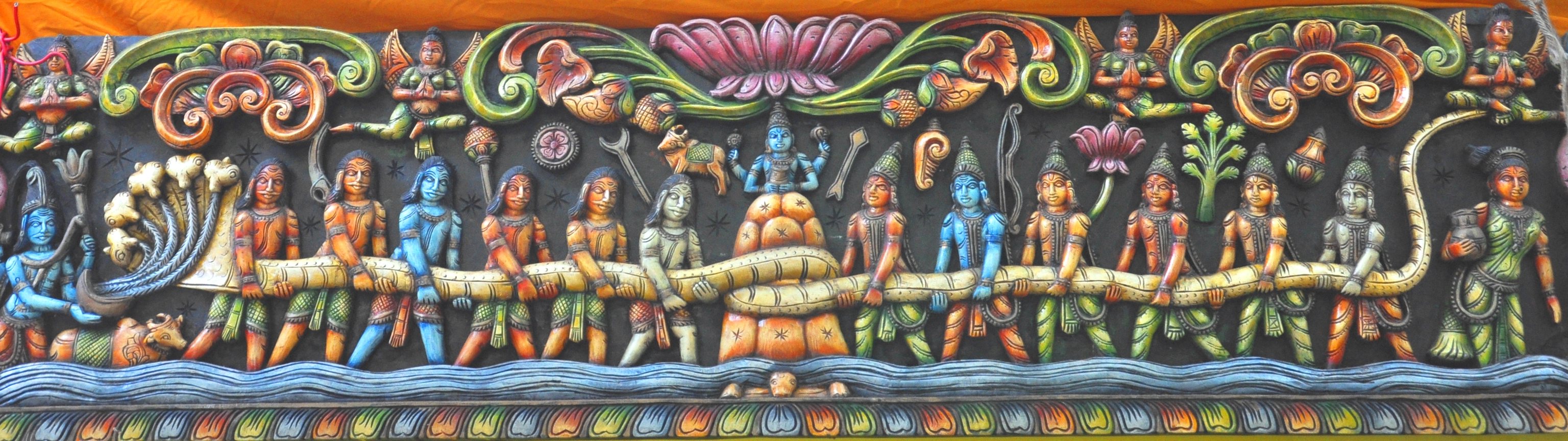 Mural showing Samudra Manthan