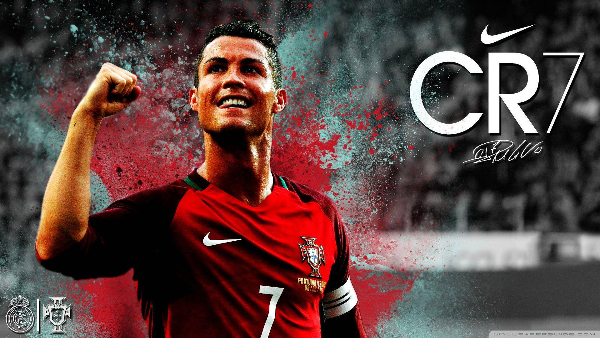 Download Cr7 Red Jersey Wallpaper