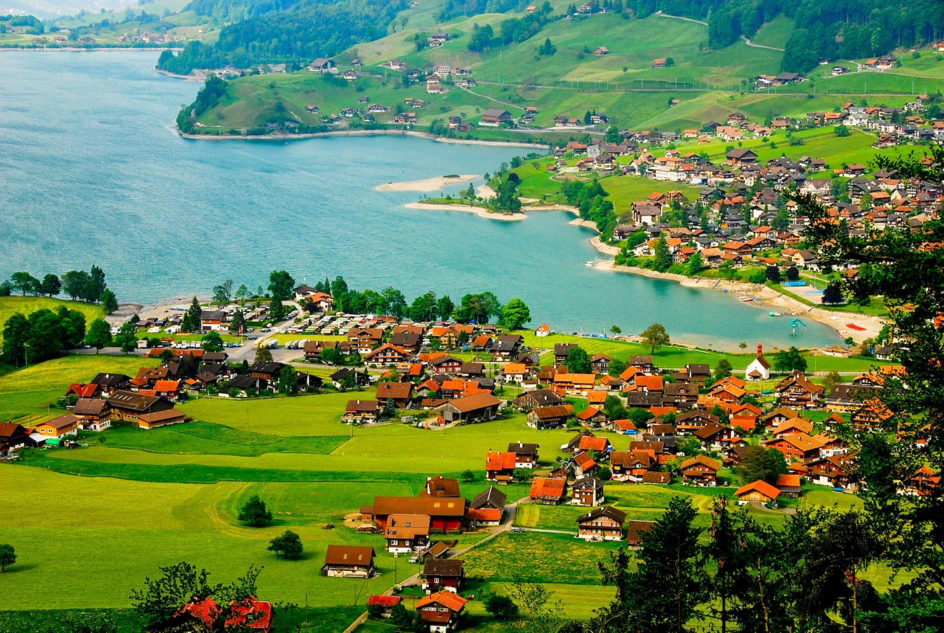Download Interlaken Houses Switzerland Wallpaper