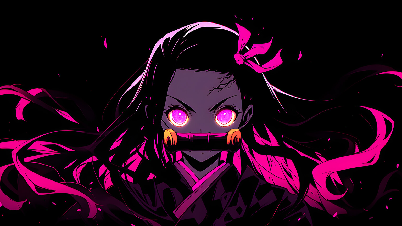 Demon Slayer Nezuko Black Desktop Wallpaper