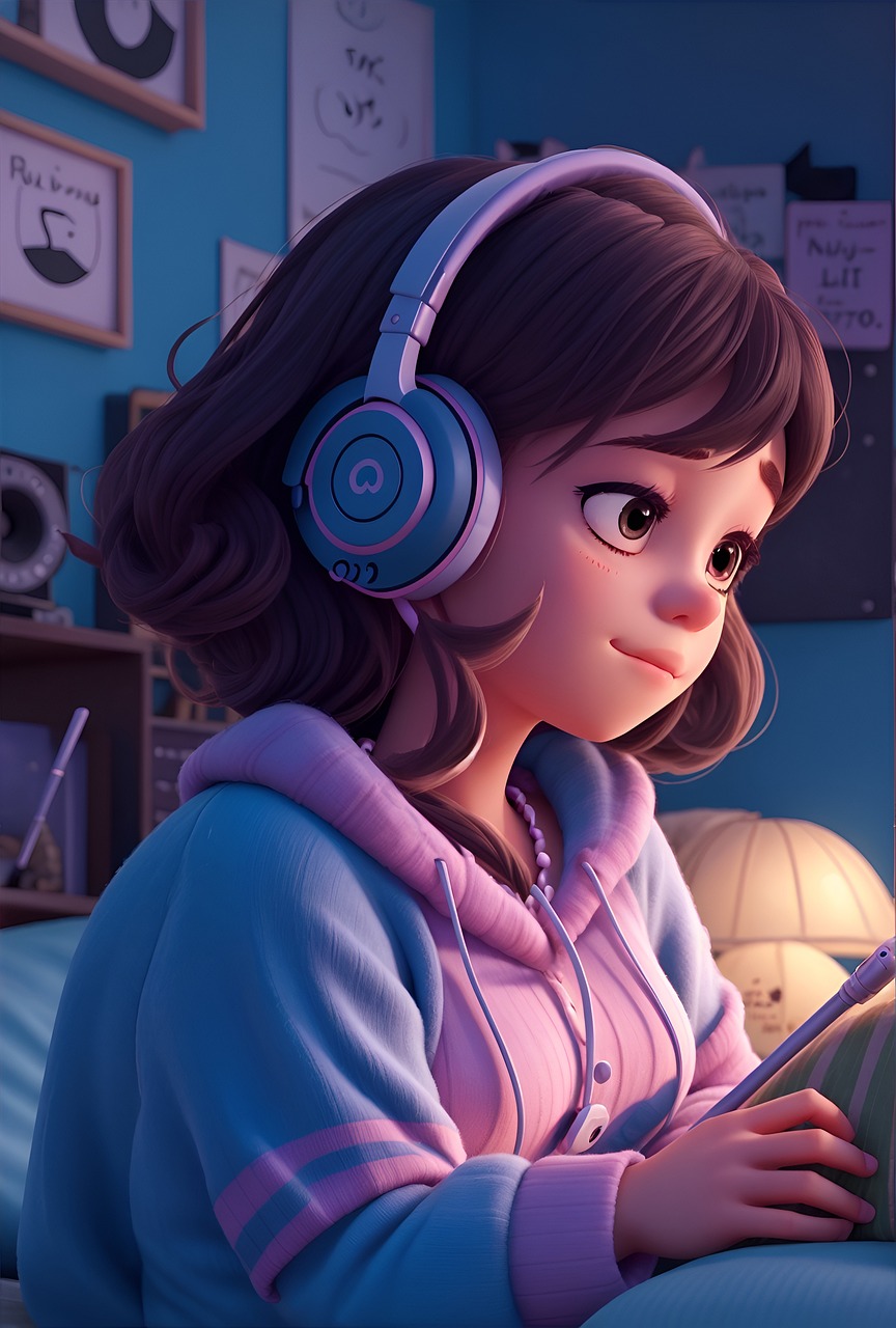 Girl Listen Music, Headphone, Cute Girl