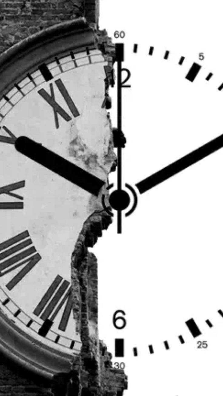 Clock Shape Broken Wall iPhone 8 Wallpaper