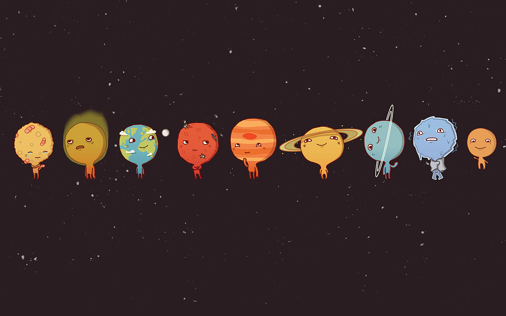 Cute Sci Fi Planet Cartoon HD Wallpaper