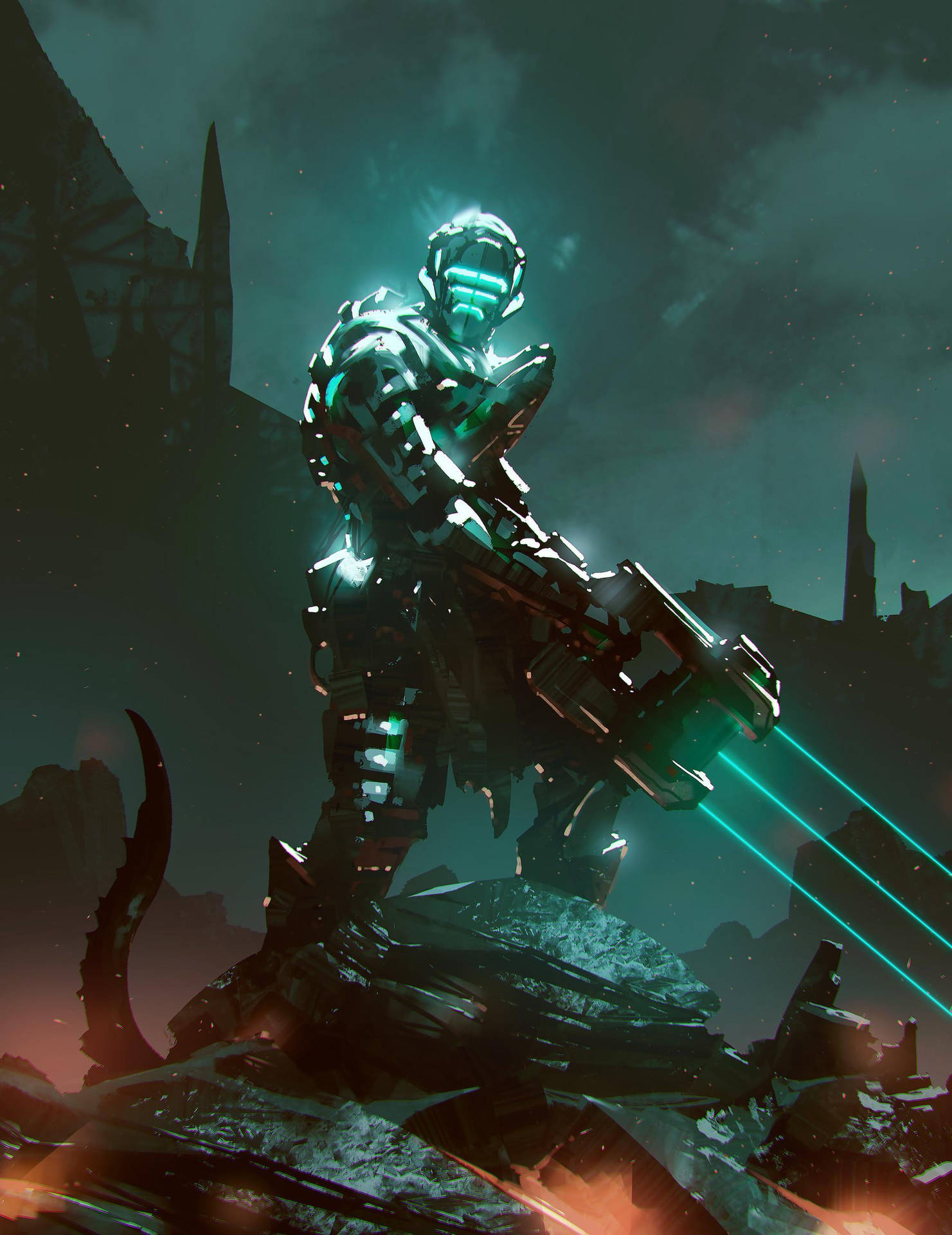Dead Space Glowing RIG Mobile Wallpaper