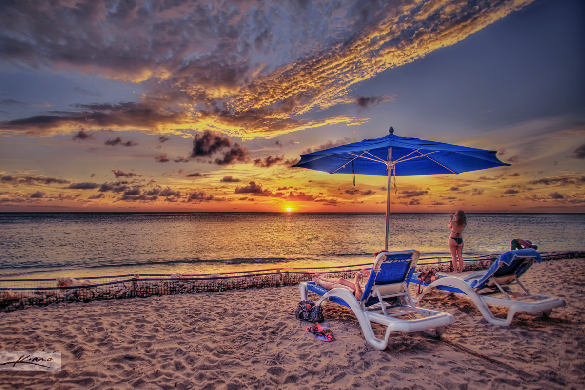 Sunset at Curacao Island Beach. HDR