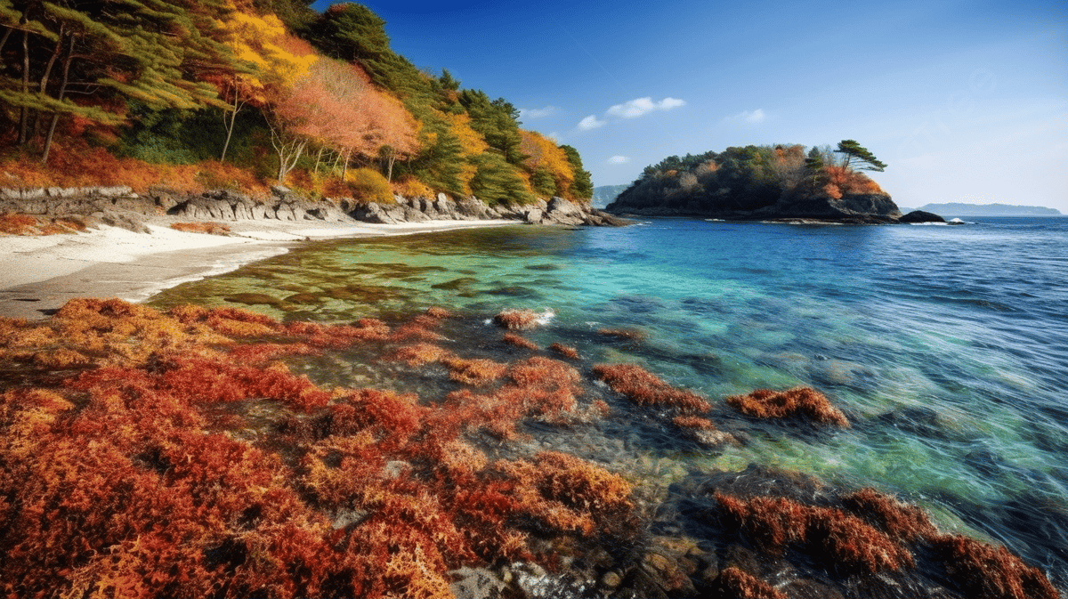 Autumn Scenery On A Beach In Japan