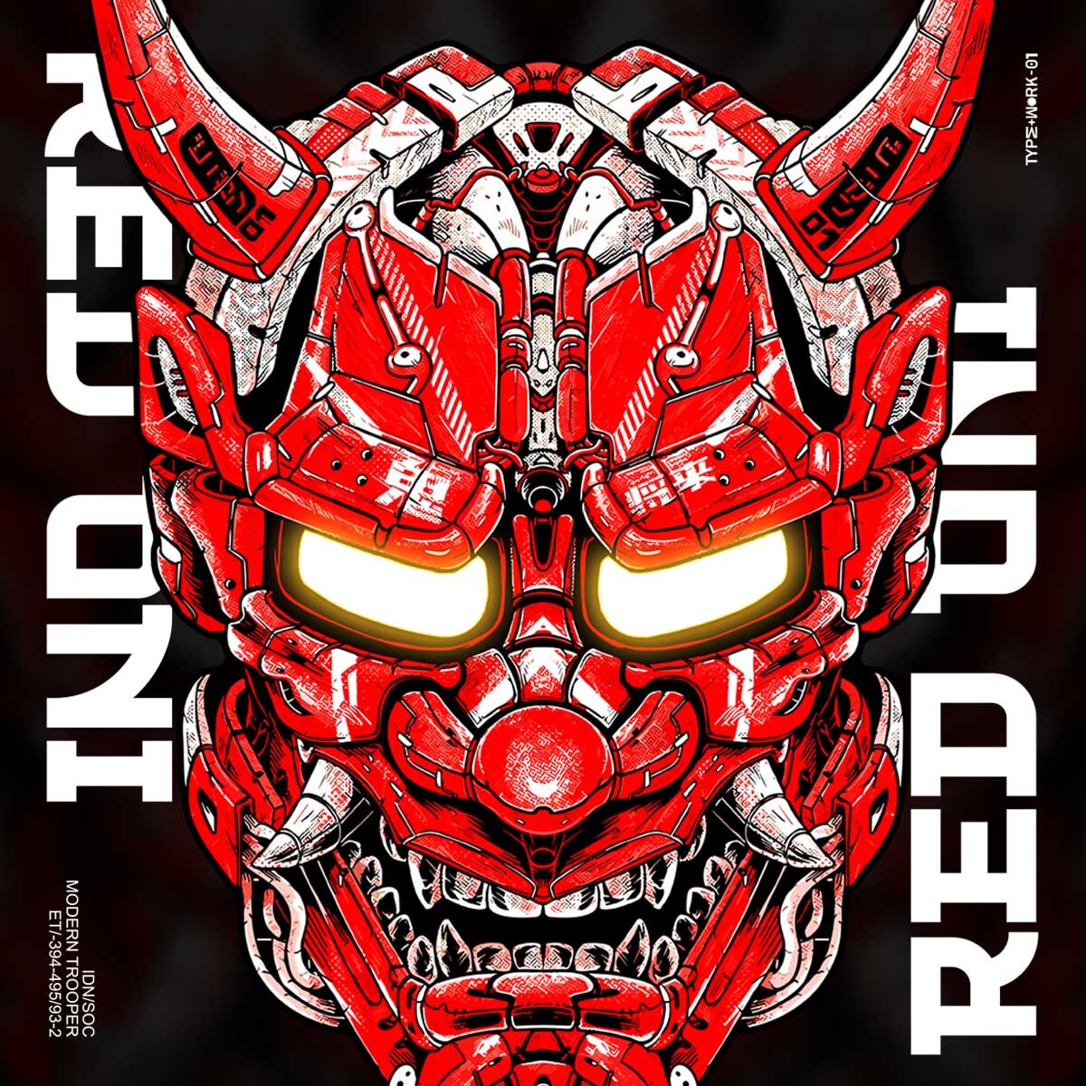 Red Oni Mask Mecha Demon Poster