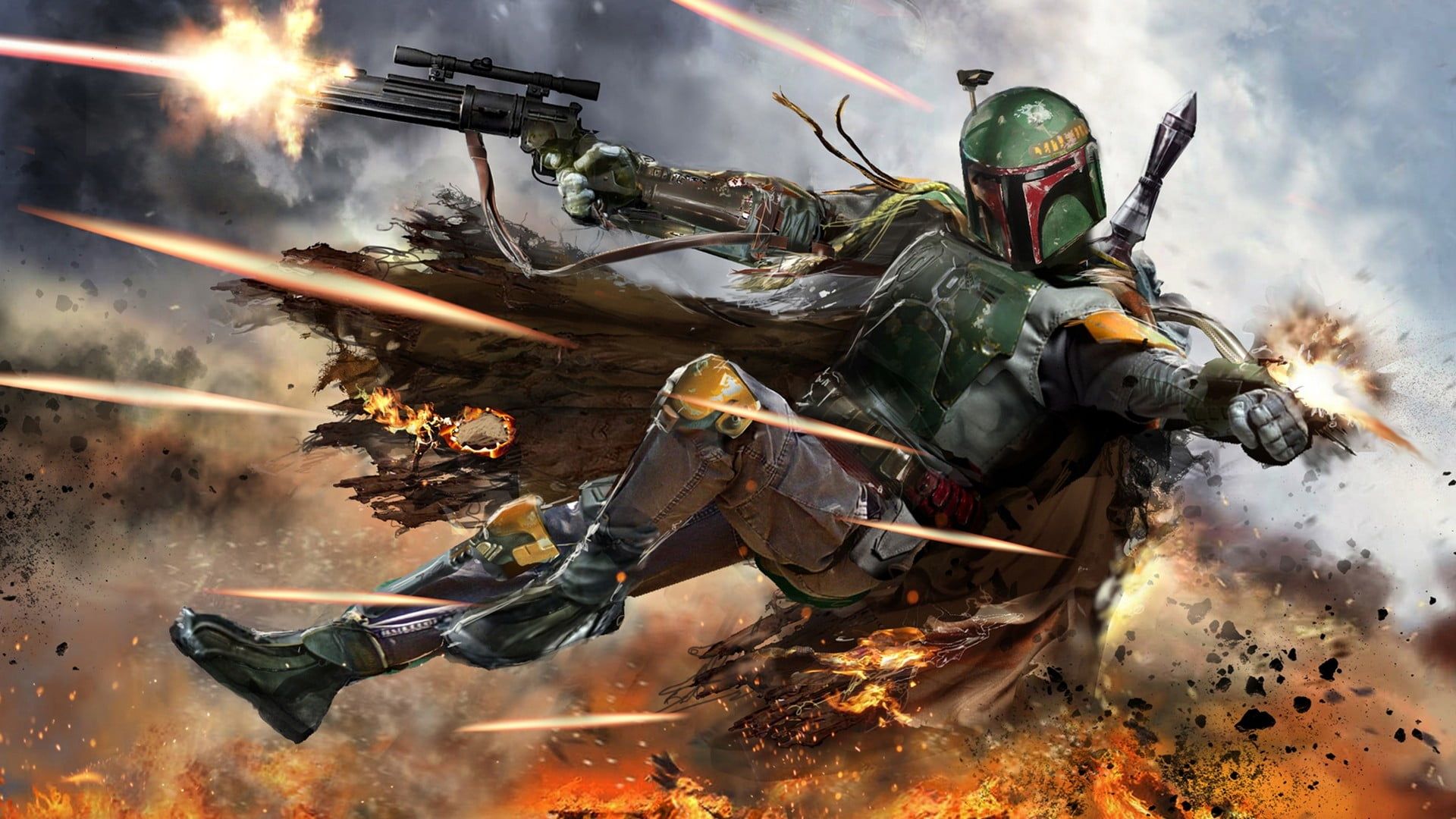 Star Wars Boba Fett digital wallpaper