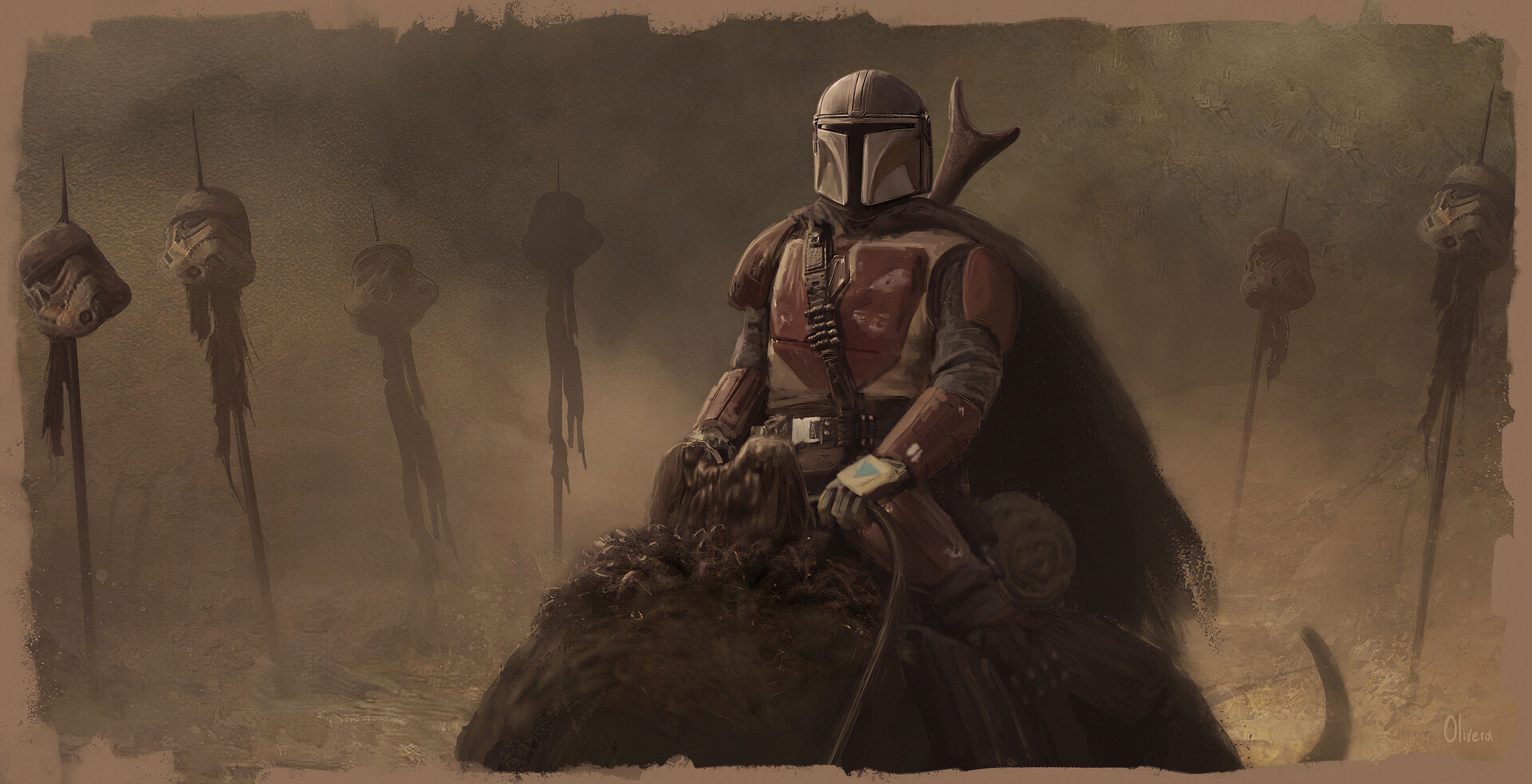 bounty hunter, The Mandalorian, artwork